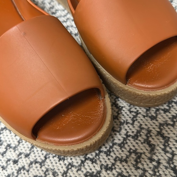 Melissa Puzzle Ad Platform Peep Toe brown Shoes size 7 - Picture 8 of 8